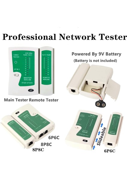 Yeni Nesil Pense + Test Cihazı + Kablo Soyucu + 100 Adet Yeni Nesil Delikli Ez RJ45 + Krone Bıçağı Ethernet Bakım Kiti