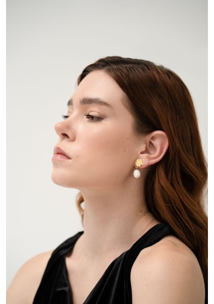 Fleur İnci Küpe - Gold