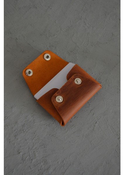 Hakiki Deri Minimal Kartlık- Crazy Deri -Camel
