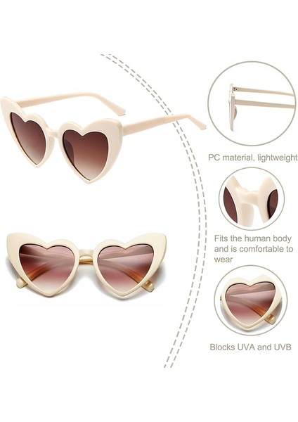 Krem Renk Kalp Şekilli Parti Gözlüğü modelleri