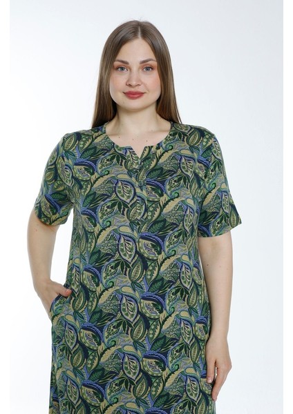 Kadın Büyük Beden Düğmeli Cepli Pamuklu Kısa Kollu Elbise fiyatları