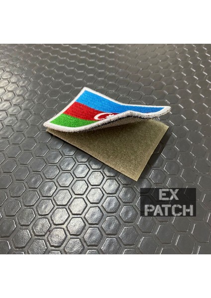 4 Adet Azerbaycan Bayrağı Cırtlı Nakışlı Arma/patch/peç, Boyut 8x5 cm