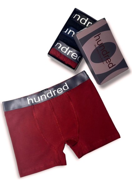 Erkek 3'lü Kutulu Premium Pamuklu Boxer (Siyah-Lacivert-Bordo)