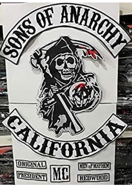 Sons Of Anarchy Nakış Yama Seti Arma Patch California Motorsiklet