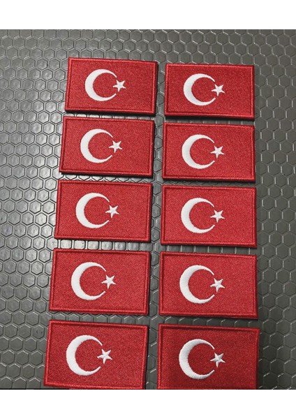 10’lu Kırmızı Türk Bayrağı Arma | Cırtlı Nakışlı Taktik Patch (8x5 Cm) fiyatları
