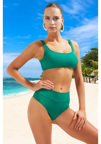 Desenli Bikini Takımı Özel Tasarım Ergonomik Kesim Hızlı Kuruyan Şık Detaylı Su Sporları Için