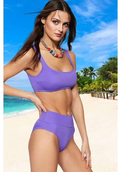 Desenli Bikini Takımı Özel Tasarım Ergonomik Kesim Hızlı Kuruyan Şık Detaylı Su Sporları Için