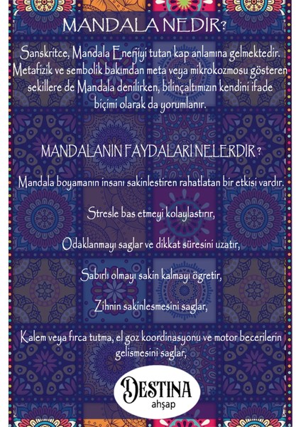 Mandala Boyama Seti Ahşap Boyama Model 213