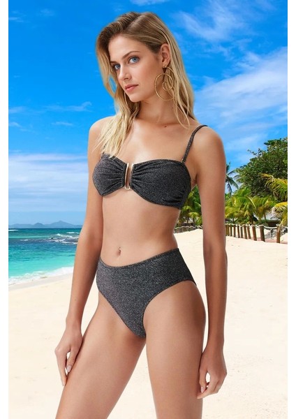 Straplez Simli Bikini Takımı Şık Detaylı Özel Tasarım Plaj ve Havuz Için Yüksek Konfor fiyatları