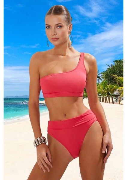 Tek Omuz Bikini Takımı Su Sporları Için Hızlı Kuruyan Ergonomik Kesim Özel Tasarım