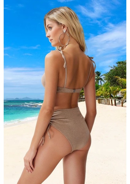 Bağlamalı Simli Bikini Takımı Özel Tasarım Klora Dayanıklı Hızlı Kuruyan modelleri