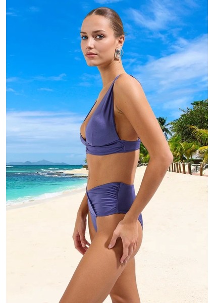Drape Üçgen Bikini Takımı Şık Detaylı Plaj ve Havuz Için Klora Dayanıklı Premium Kalite fiyatları