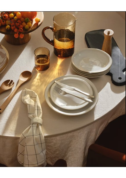 Tera Naturel Ham Keten Masa Örtüsü-Rustik, El Dikişli modelleri