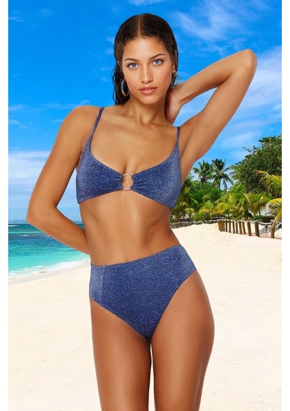 Simli Bikini Takımı Hızlı Kuruyan Özel Tasarım Esnek Kumaş Plaj ve Havuz Için