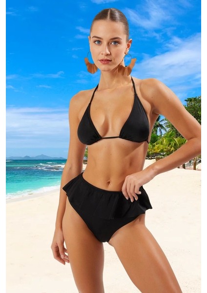 Üçgen Fırfırlı Bikini Takımı Yüksek Konfor Şık Detaylı Esnek Kumaş Premium Kalite