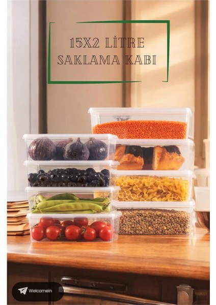 15 Adet 2 Lt. Kendinden Kapaklı Derin Dondurucuya Uygun Buzluk Saklama Kabı Düzenleyici (2000 Ml)