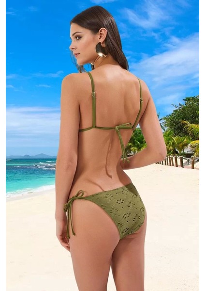 Üçgen Bağlamalı Bikini Takımı Yüksek Konfor Esnek Kumaş Şık Detaylı Su Sporları Için fiyatları