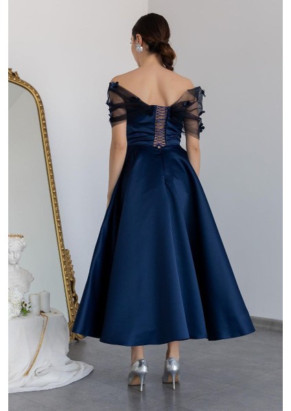 Çiçek Detaylı Tarlatanlı Saten Kiloş Abiye fiyatları