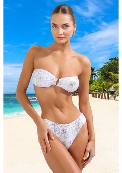 Desenli Parlak Bikini Takımı Şık Detaylı Yüksek Konfor Hızlı Kuruyan Ergonomik Kesim