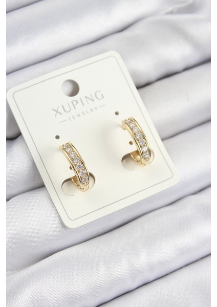 Xuping Zirkon Taşlı Halka Model Gold Renk Kadın Küpe