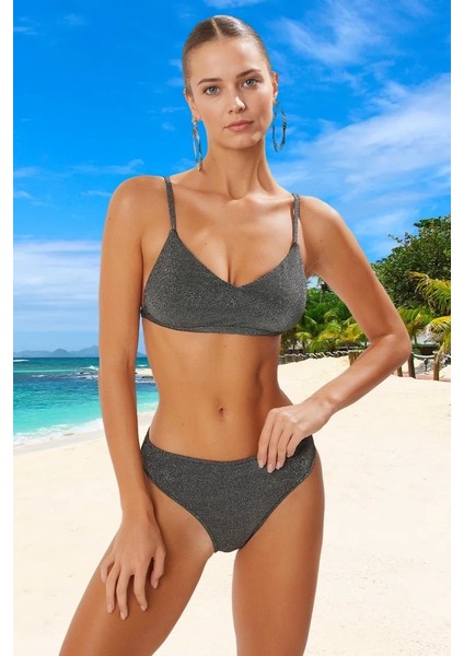 Simli Bikini Takımı Su Sporları Için Esnek Kumaş Yaz Koleksiyonu Klora Dayanıklı