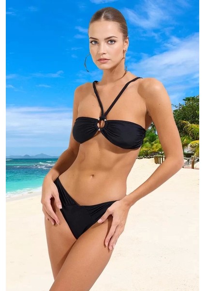 Çapraz Bağlamalı Bikini Takımı Klora Dayanıklı Yüksek Konfor Yaz Koleksiyonu Esnek Kumaş