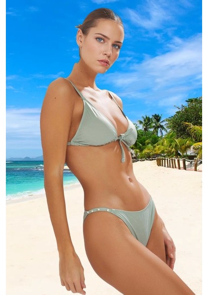 Üçgen Bikini Takımı Yaz Koleksiyonu Su Sporları Için Premium Kalite Esnek Kumaş fiyatları
