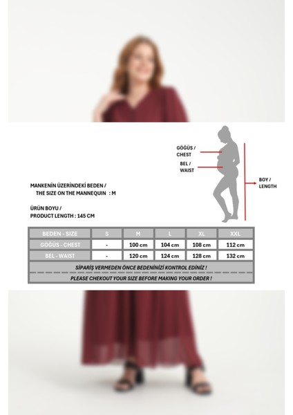 Hamile Içi Astarli Şifon Elbise Bel Bağcık ve Önden Açılan Düğmeleri Detaylı (Emzirme)