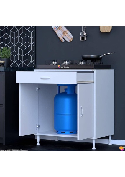 DOQU (XL) Set Ocak Altı Dolap 65x88x56 cm Çekmeceli, Kapaklı ve 1 Gözlü Tüp Bölmelidir fırsatları