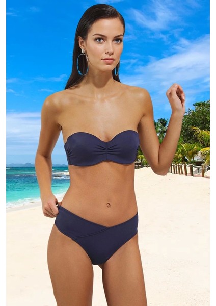 Kaplı Straplez Bikini Takımı Yaz Koleksiyonu Özel Tasarım Esnek Kumaş Hızlı Kuruyan