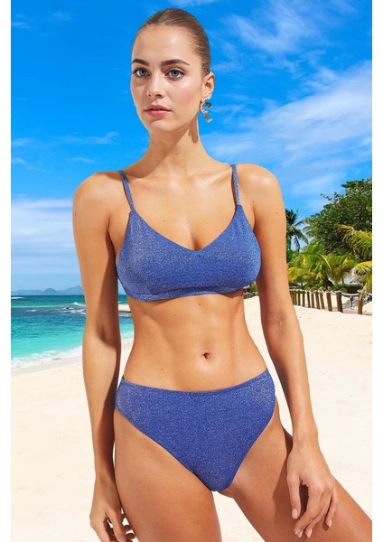 Simli Bikini Takımı Su Sporları Için Esnek Kumaş Yaz Koleksiyonu Klora Dayanıklı