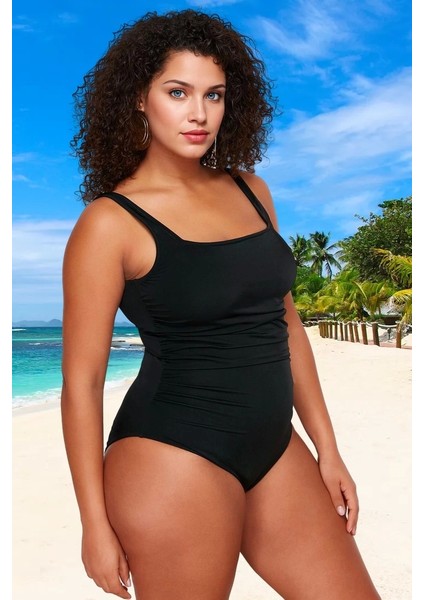 Konforlu Büzgülü Rahat Kesim Büyük Beden Mayo Özgüvenli Stil Hızlı Kuruyan Geniş