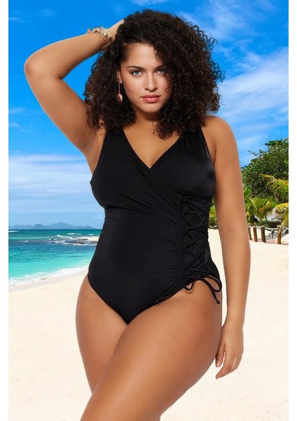Konforlu Rahat Kesim Büyük Beden Mayo Plus Size Su Sporları Için Plaj ve Havuz