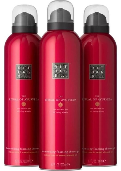 The Ritual Of Ayurveda Duş Köpüğü, 3 x 200 Ml, Hint Gülü & Tatlı Badem Yağı