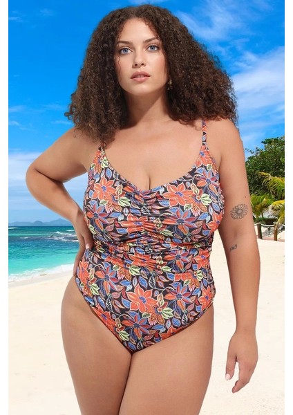 Konforlu Desenli Rahat Kesim Büyük Beden Mayo Su Sporları Için Özel Tasarım Klora Dayanıklı