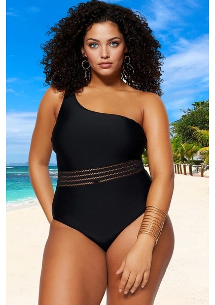 Konforlu Tek Omuz Rahat Kesim Büyük Beden Mayo Hızlı Kuruyan Özgüvenli Stil