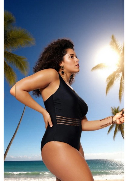 Konforlu Tek Omuz Rahat Kesim Büyük Beden Mayo Hızlı Kuruyan Özgüvenli Stil fiyatları