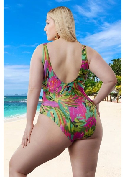 Konforlu Desenli V Yaka Rahat Kesim Büyük Beden Mayo Özgüvenli Stil Geniş fiyatları