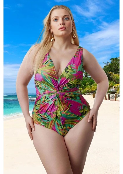 Konforlu Desenli V Yaka Rahat Kesim Büyük Beden Mayo Özgüvenli Stil Geniş modelleri