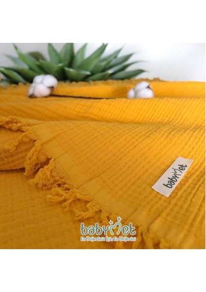 %100 Pamuk 4 Katlı Bebek Müslin Örtüsü Saçaklı 90x130 cm fiyatları