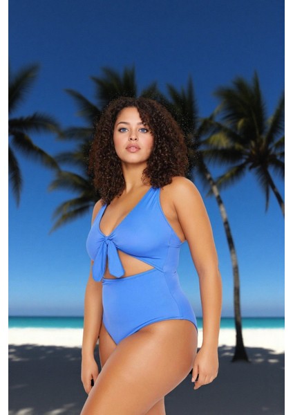 Konforlu Kaplı Derin V Yaka Rahat Kesim Büyük Beden Mayo Geniş Deniz Kıyafeti fiyatları