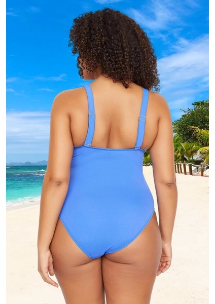 Konforlu Kaplı Derin V Yaka Rahat Kesim Büyük Beden Mayo Geniş Deniz Kıyafeti modelleri