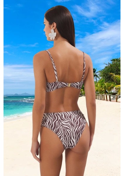 Desenli Straplez Bikini Takımı Yüksek Konfor Klora Dayanıklı Özel Tasarım Su Sporları Için