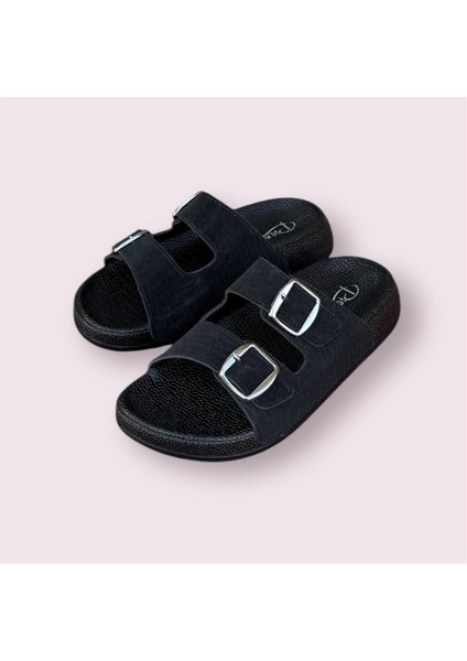 Pieenn Kadın Simli Çift Toka Ortapedik Comfort Taban Terlik