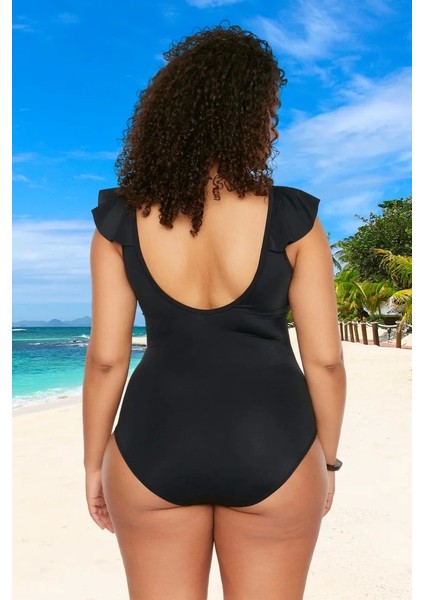 Konforlu Kaplı Derin V Yaka Rahat Kesim Büyük Beden Mayo Plus Size modelleri