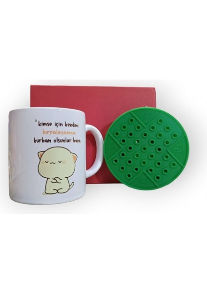 Kırmızı Hediye Kutusu ve Kurban Olsunlar Bana Baskılı Kupa Bardak fiyatları