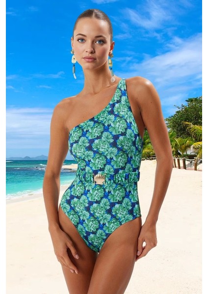 Desenli Tek Omuz Mayo Banyo Kıyafeti Yüksek Konfor Yüzme Plaj Mayosu fiyatları