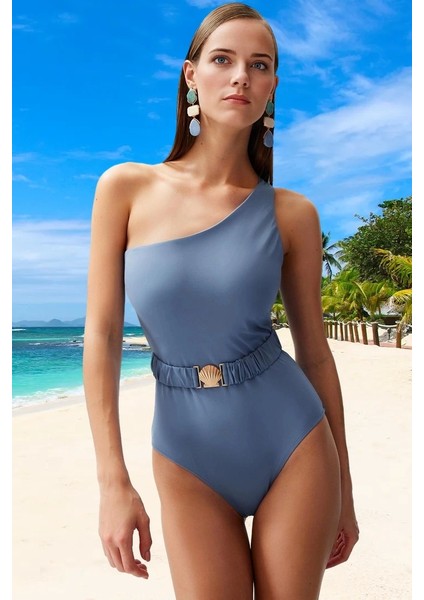 Desenli Tek Omuz Mayo Banyo Kıyafeti Yüksek Konfor Yüzme Plaj Mayosu fiyatları