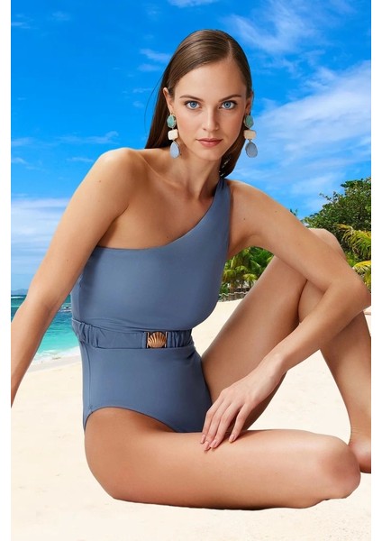 Desenli Tek Omuz Mayo Banyo Kıyafeti Yüksek Konfor Yüzme Plaj Mayosu modelleri