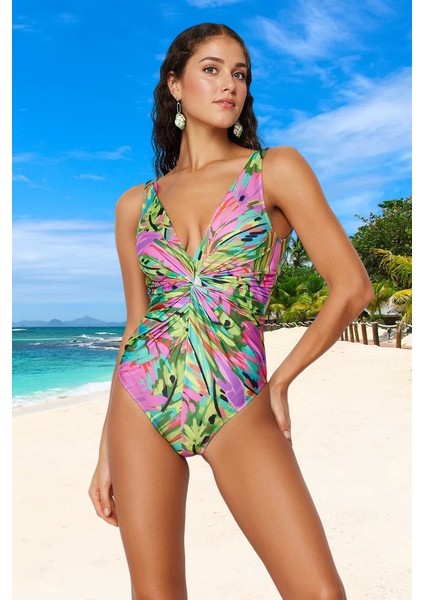 Derin V Yaka Desenli Mayo Su Sporu Kıyafeti Yüzme Mayosu Özel Tasarım fiyatları